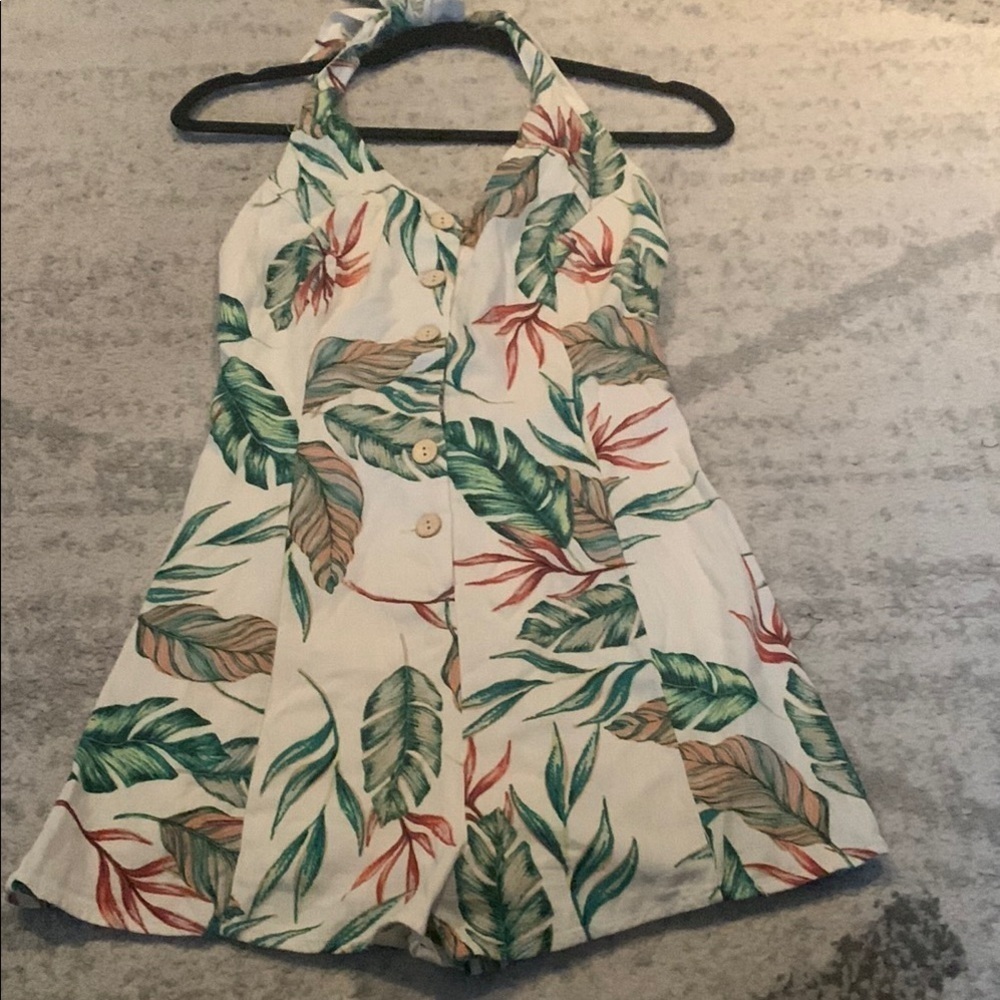 ILLA ILLA Leaf Print Halter Jumpsuit